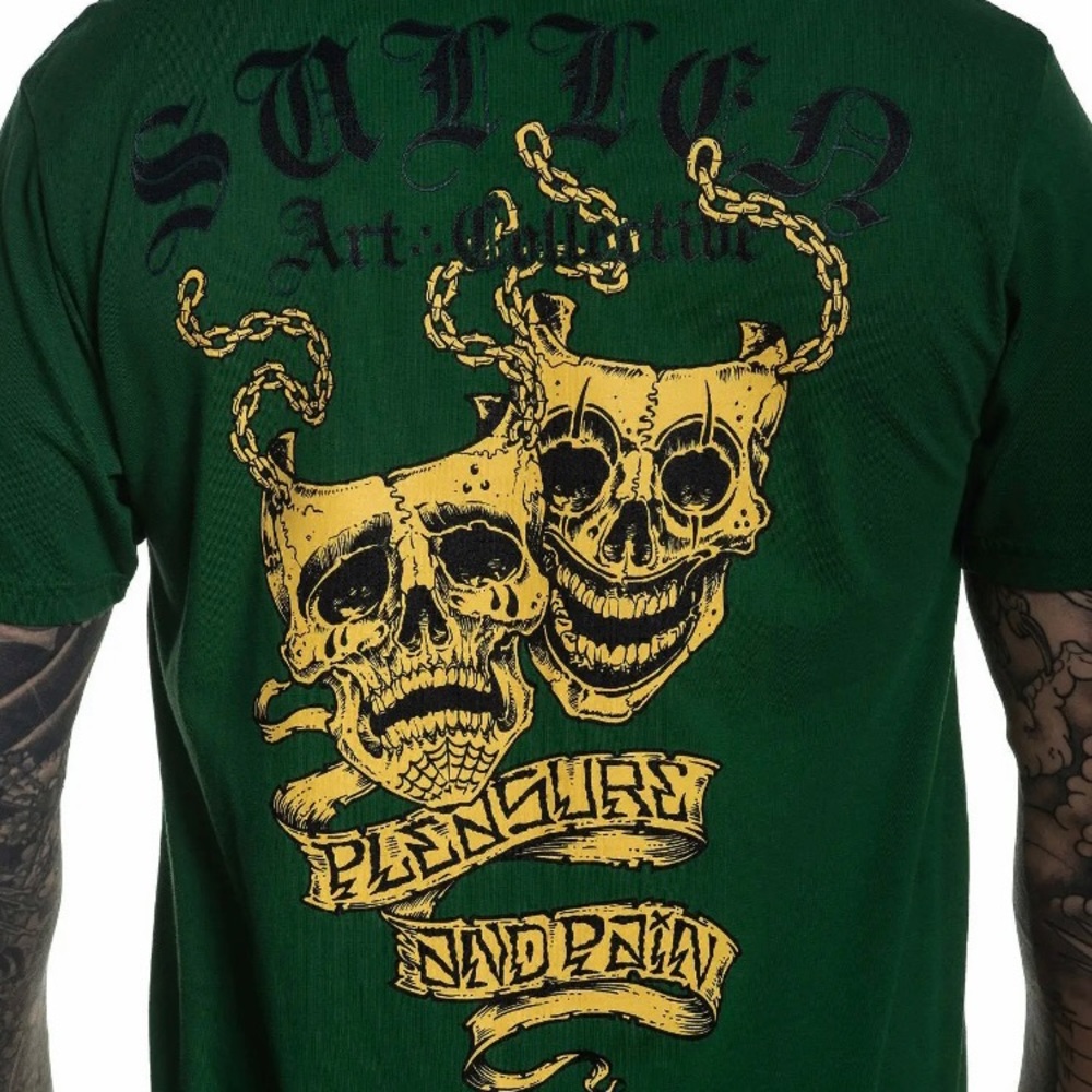 New Sullen Drama Tragedy T Shirt Pleasure & Pain Green small medium large Xl 2xl